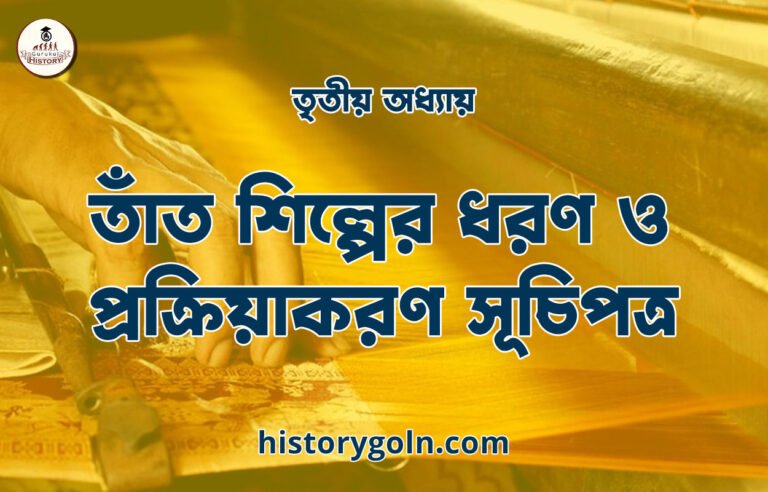 তাঁত শিল্পের ধরণ ও প্রক্রিয়াকরণ সূচিপত্র